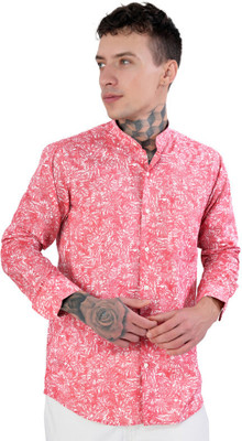 french crown Men Printed Casual Pink Shirt