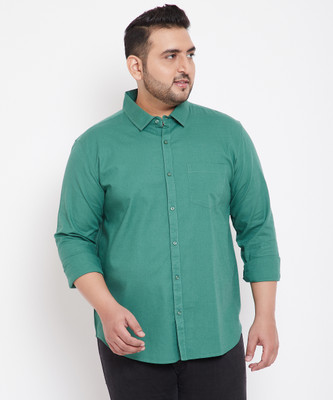 Instafab Plus Men Solid Casual Green Shirt