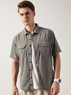 THOMAS SCOTT Men Self Design Casual Grey Shirt