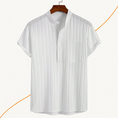 Jenil Fashion Men Self Design Casual White Shirt