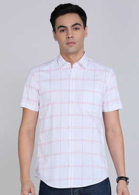 PETER ENGLAND Men Checkered Casual White Shirt