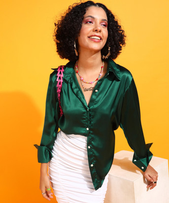 METRONAUT Women Solid Casual Green Shirt