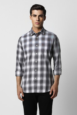 VAN HEUSEN Men Checkered Casual White, Grey Shirt