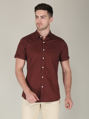 NEM Men Solid Casual Brown Shirt