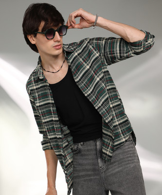 CAMPUS SUTRA Men Printed Casual Green Shirt