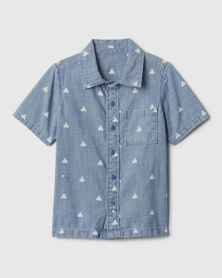 GAP Baby Boys Printed Casual Blue Shirt