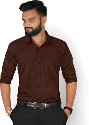 FIBERMILL Men Solid Formal Brown Shirt