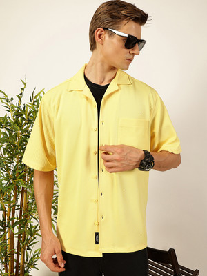 THOMAS SCOTT Men Solid Casual Yellow Shirt