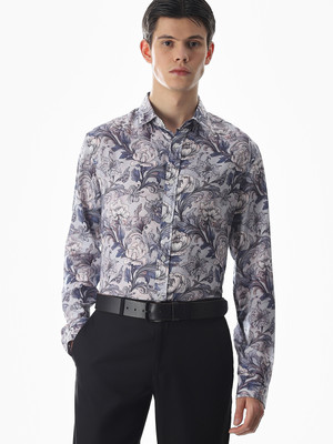 JACK & JONES Men Floral Print Casual Blue, White Shirt