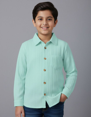 ISHREE Boys Self Design Casual Black Shirt