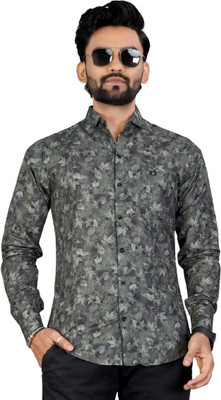 ISUEL FAB Men Printed Formal Green Shirt
