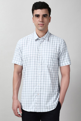 PETER ENGLAND Men Checkered Casual Grey Shirt