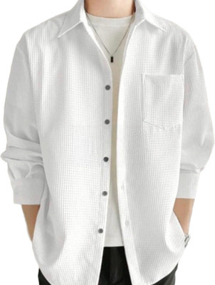 PRAANVI ENTERPRISE Men Self Design Casual White Shirt