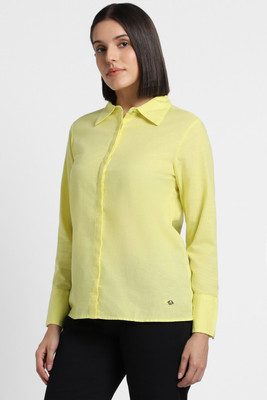 Allen Solly Women Solid Casual Yellow Shirt