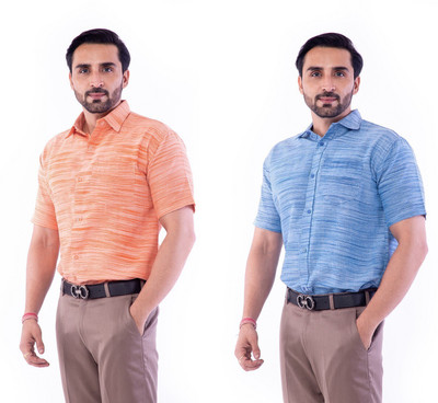 DESHBANDHU DBK Men Striped Casual Multicolor Shirt(Pack of 2)