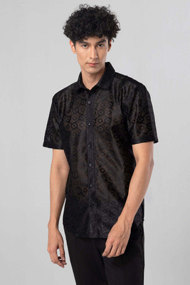 Snitch Men Printed Casual Black Shirt