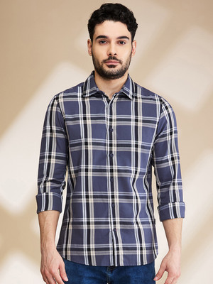BEING HUMAN Men Checkered Casual Grey Shirt
