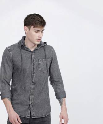 HIGHLANDER Men Solid Casual Grey Shirt