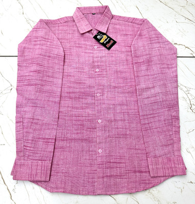 A A ENTERPRISES Men Self Design Casual Pink Shirt