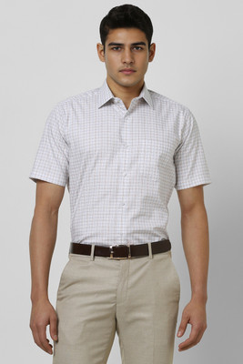 VAN HEUSEN Men Checkered Formal White Shirt