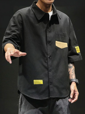 Lauren Adams Men Solid Casual Black Shirt