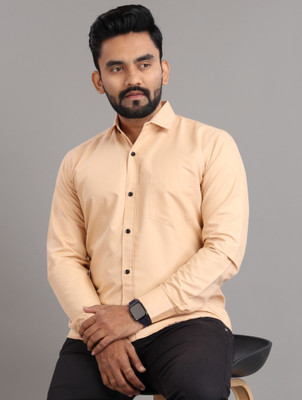 Nofilter Men Solid Formal Beige Shirt