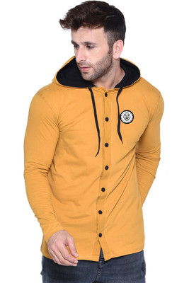 tfurnish Men Self Design Casual Yellow Shirt