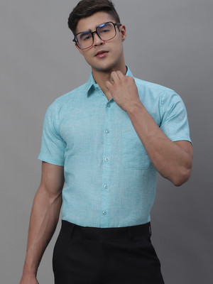 JAINISH Men Self Design Formal Light Blue Shirt