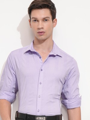 HIGHLANDER Men Checkered Formal Purple Shirt