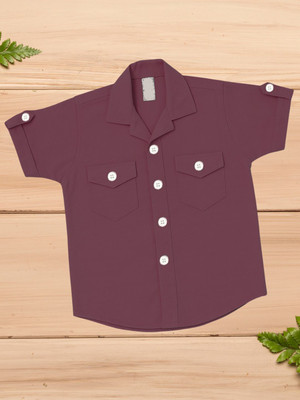FASHION GRAB Boys Solid Casual Pink Shirt