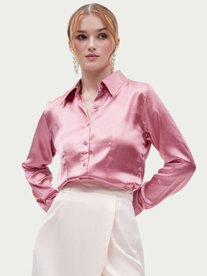 stylo queen Women Solid Party Pink Shirt