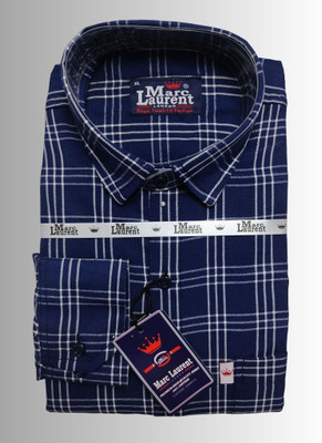 Marc Laurent Men Checkered Casual Blue Shirt