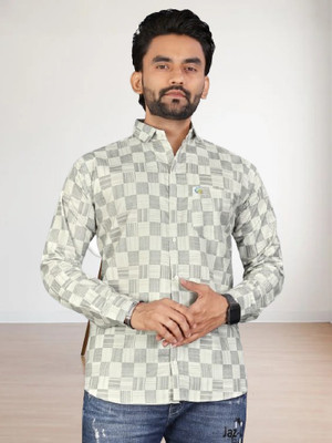 ISUEL FAB Men Checkered Casual Gold Shirt