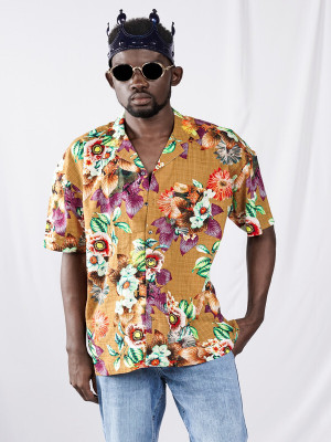 french crown Men Printed Casual Brown Shirt