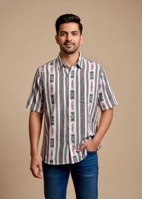 SHREELAXMI collection Men Self Design Casual White, Grey Shirt