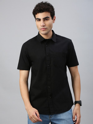 Classic Polo Men Solid Casual Black Shirt