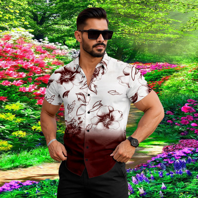 MakeTheStyle Men Floral Print Casual Maroon Shirt