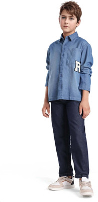 Rare Ones Boys Solid Casual Blue Shirt