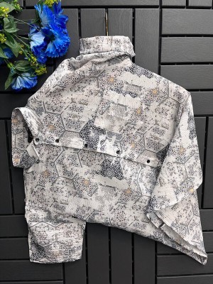 Ten Toxic Textile Men Printed Casual Grey, White Shirt