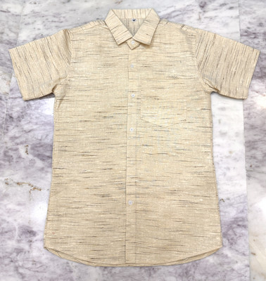 R N Enterprises Men Printed Casual Cream Shirt