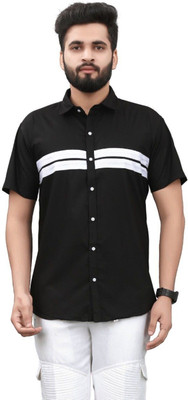 GAZZY CREATION Men Striped Casual Black Shirt