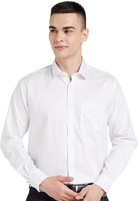 FAVNIC Men Solid Casual White Shirt