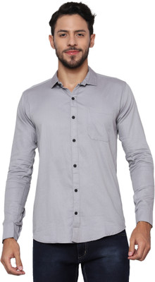James & Warne Men Solid Casual Grey Shirt