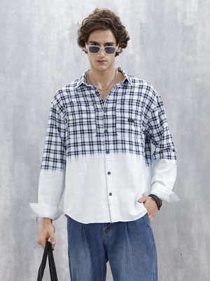 WROGN Men Checkered Casual White Shirt