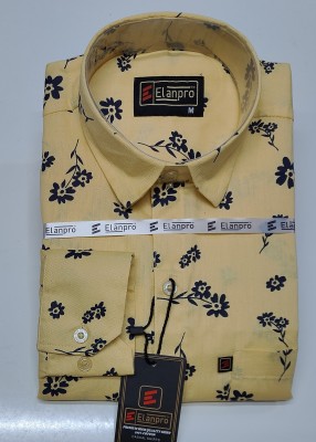 Elanpro Men Printed Casual Yellow, Dark Blue Shirt