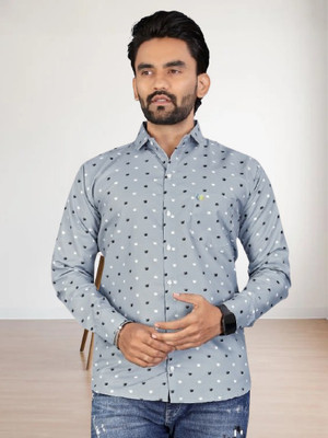 ISUEL FAB Men Printed Formal Grey Shirt