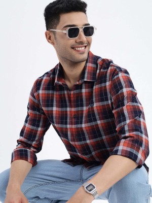 Showoff Men Checkered Casual Brown Shirt