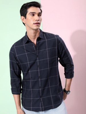 HIGHLANDER Men Checkered Casual Black Shirt