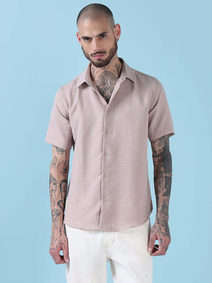 SHOWOFFFF Men Solid Casual Pink Shirt