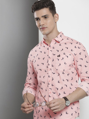 The Indian Garage Co. Men Printed Casual Pink Shirt